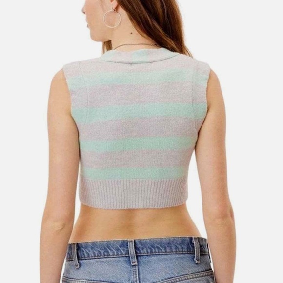 FOR LOVE & LEMONS Maud Striped Crop Sweater Vest Size XL Nwt - Picture 2 of 7